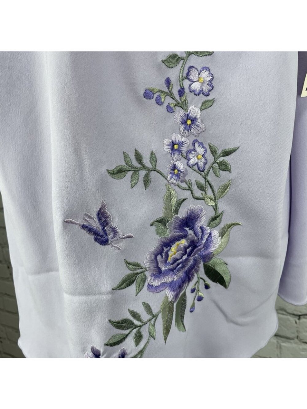 NWD Dressbarn Purple Embroidered Floral Flutter Short Sleeve Blouse Top Size 16W - Picture 14 of 16